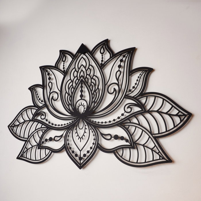 Wallity Lotus - APT524MS Escultura de Pared de Metal Negra